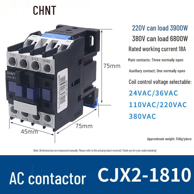 Контактор переменного тока Chint серии CJX2 65А, 220В/380В, диапазон 09-40А