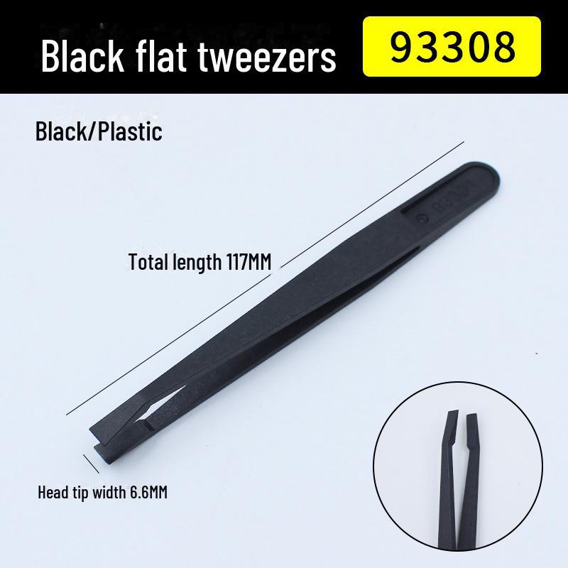 Набор антистатических пинцетов из углеродного волокна: Черный пластик, заостренные, плоские, угловые и круглые головки
