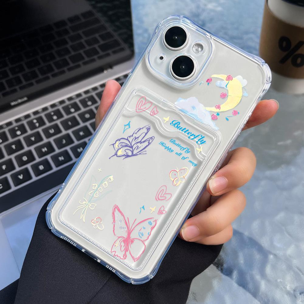 Card Phone Case for iPhone 11 13 XR 15 14 Pro Max iPhone 12 16 7 8 Plus XS Max Samsung S24 S23 A15 A55 A05 A54 Redmi 12 13C 13 9 Cartoon Protection