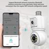 LS VISION 4K 4MP E27 лампа Wi-Fi камера двойной объектив двойной экран автоматическое отслеживание двусторонняя аудио цветная камера ночного видения уличная камера безопасности