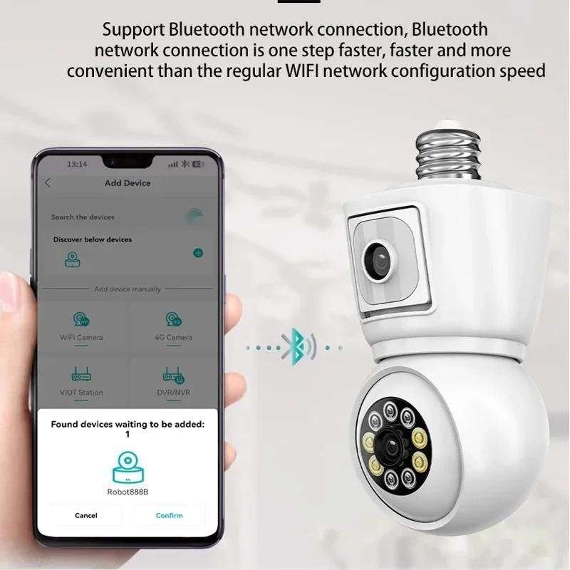 LS VISION 4K 4MP E27 лампа Wi-Fi камера двойной объектив двойной экран автоматическое отслеживание двусторонняя аудио цветная камера ночного видения уличная камера безопасности