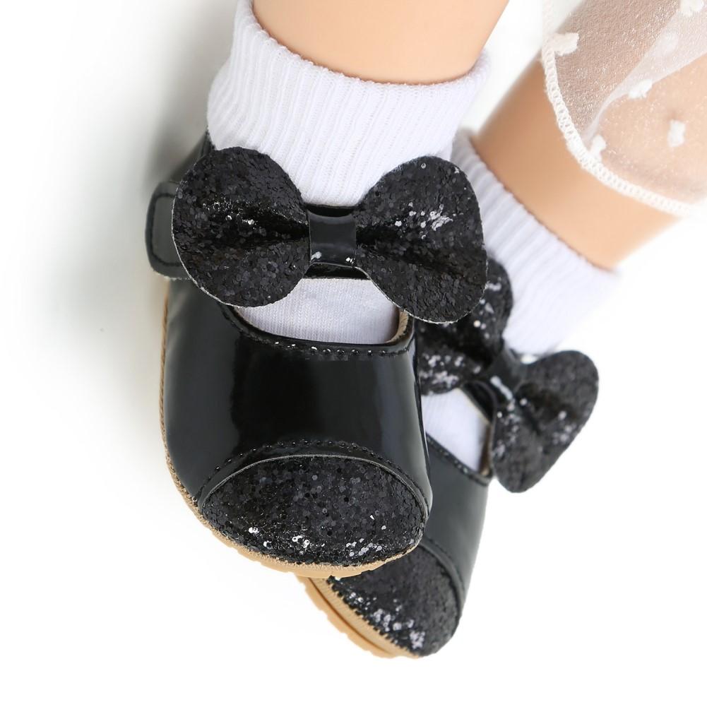 Infant Baby Girls Soft Sole Bowknot Princess Wedding Dress Mary Flats Prewalker Newborn Baby Sneaker Shoes 0-18M