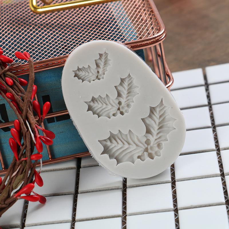 Силиконовая форма для торта, Рождественская Холли, помадка, шоколадное печенье, формы для конфет, инструменты