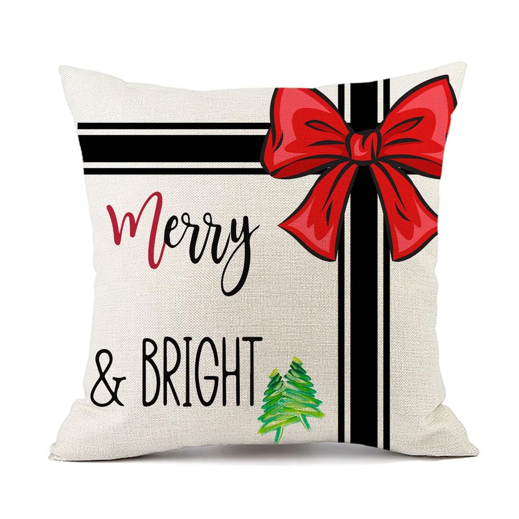 Christmas Cushion Cover Linen Pillow Covers Holiday Decoration Home Decor Salon Sofa Pillow Case Throw/Couch