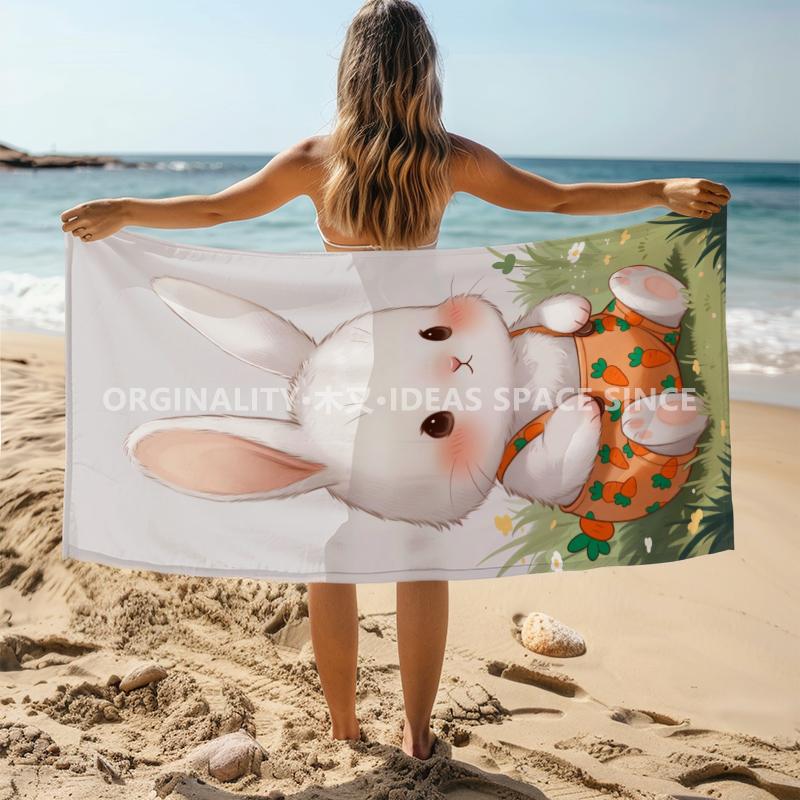 Мультяшная Морковка Кролик Пляжное Полотенце С Рисунком Солнцезащитное И Ветрозащитное Подходит Для Бассейна Кемпинга Путешествий Одеяло