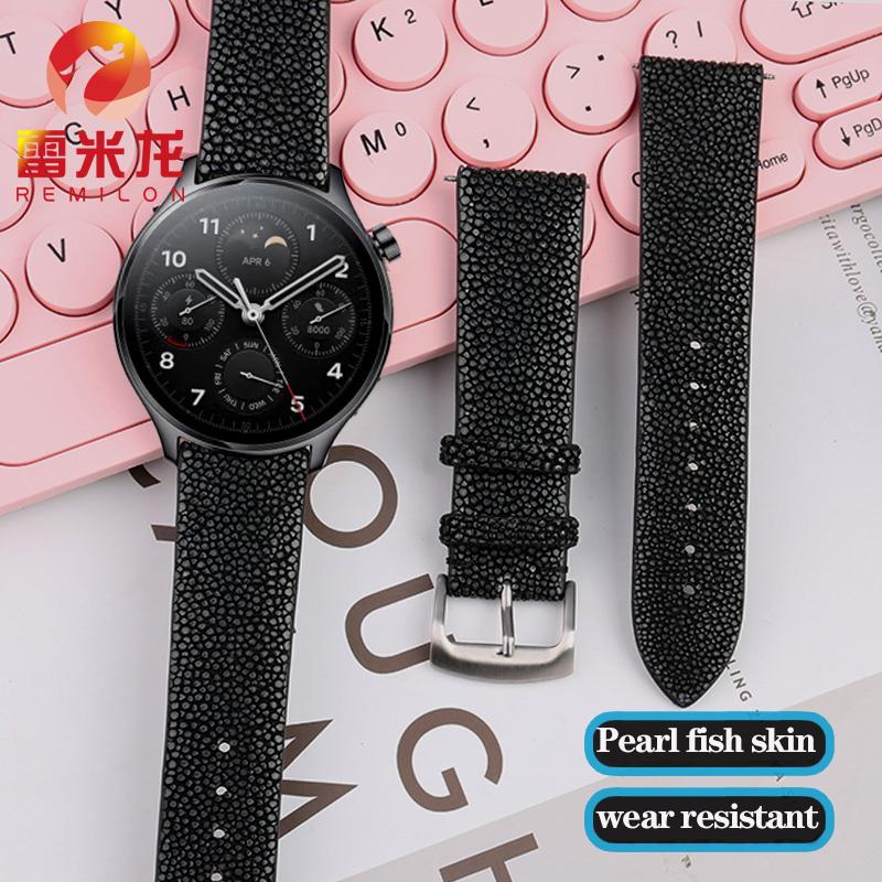 20mm 22mm Devil Pearl Fish Skin Watch Band for Huawei Tissot Omega Mido Wear Scratch Resistant Watchband Strap Black Blue Red