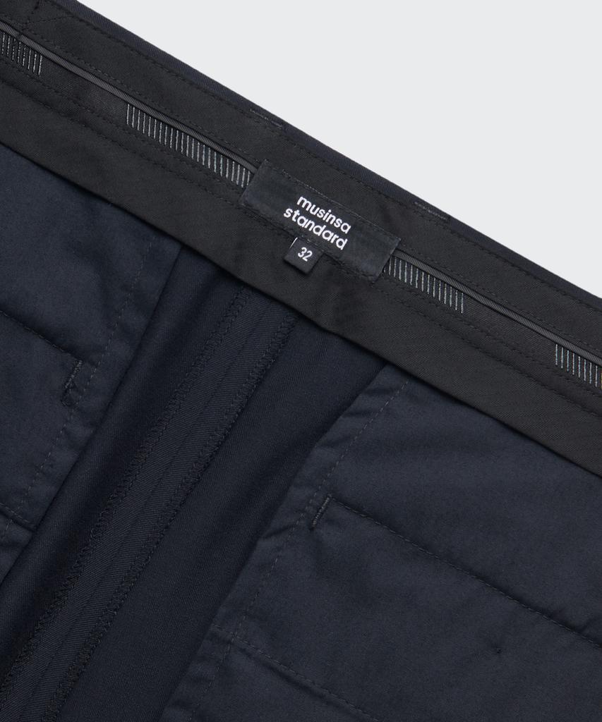 MUSINSA STANDARD Real Wide Hidden Banding Slacks [Navy]