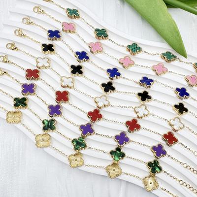 Браслет из нержавеющей стали 13 мм в виде четырехлистного клевера для женщин - Свежий стиль