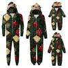 Christmas Print Family Matching Hooded Long Sleeved Zippered Jumpsuit Set