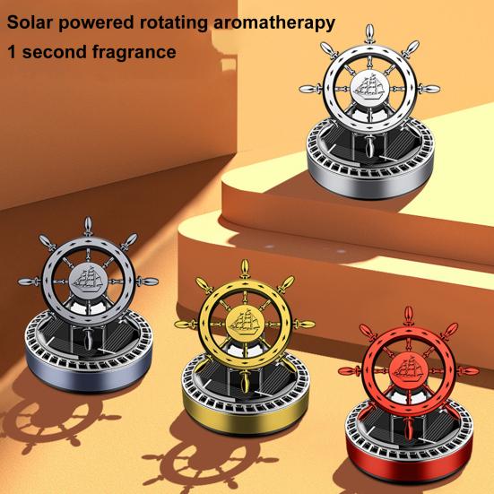 Солнечный автомобильный освежитель воздуха, вращающийся винтажный руль, длительный аромат, очистка воздуха, автоматический ароматерапевтический диффузор, орнамент, аксессуары для салона автомобиля