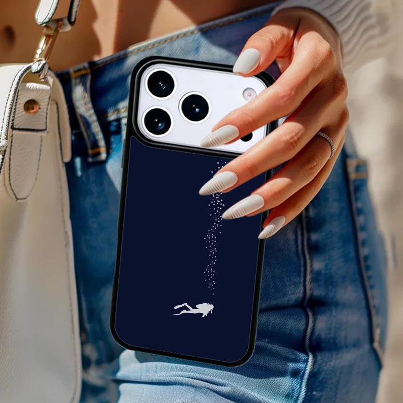 Scuba Diver Underwater Diving Phone Case For iPhone 17 Air 14 15 13 12 Max Cover For Apple 16e 11 Pro Max Plus Coque
