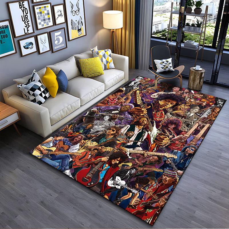 Legendary Guitar Players Artwork suitable as a non-slip mat for the living room or bedroom sofa