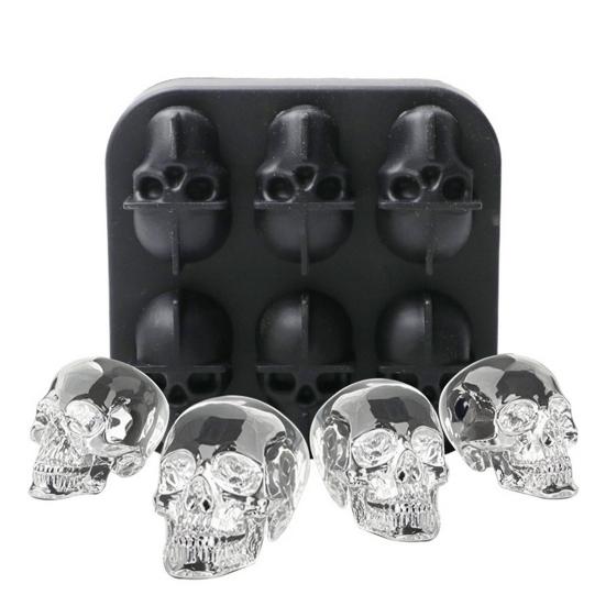 Форма для ледяных шариков в виде черепа, гибкий силиконовый лоток для льда для коктейлей, виски, Хэллоуина, хоррор-тематики, устройство для изготовления кубиков льда для жутких вечеринок, готических мероприятий