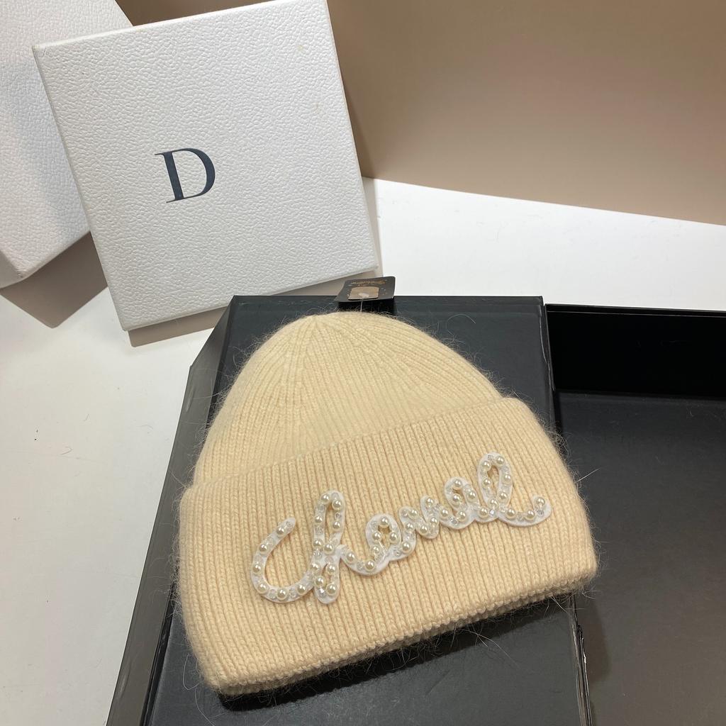 Жемчужная Шляпа Кроличий Мех Теплая Вязаная Шапка Женская Модная Зимняя Холодная Шапка Увеличить И Удлинить Двухслойные Края Шапка