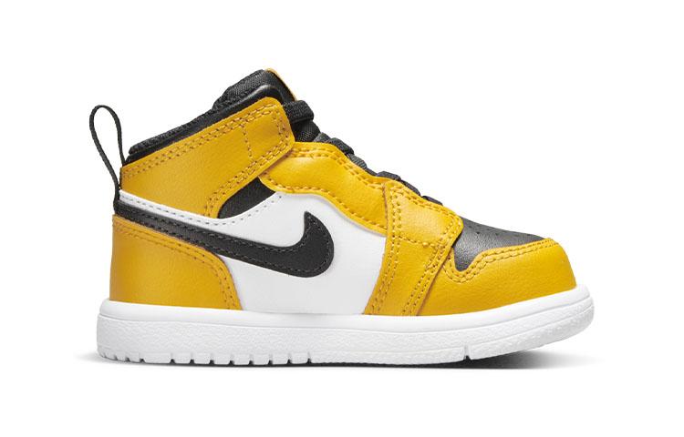 Jordan Кроссовки Air Jordan 1 Mid Alt Vintage High top Черно-желтые для младенцев и малышей AR6352-701