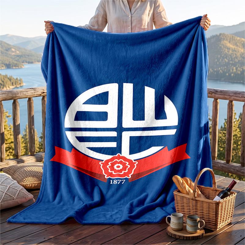 Warm Flannel Blanket Bolton Wanderers Pattern, Lightweight Comfortable Throw Blanket for Bed Sofa Use