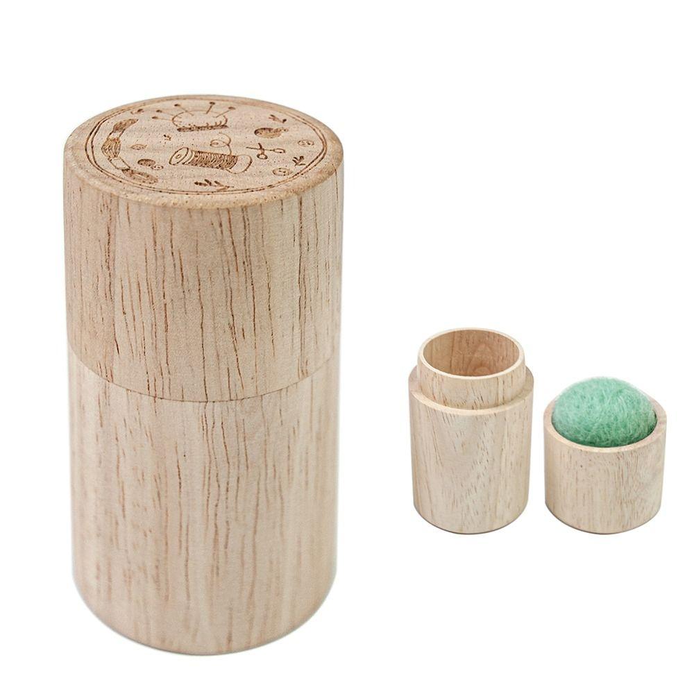 Sewing Needle Cylinder Box Woode Needles Storage Holder Pin Cushion Household Embroidery Craft Sewing Tools