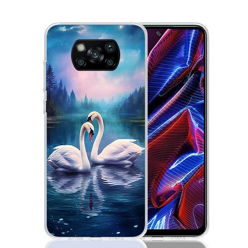 Чехол для телефона 'Белый лебедь' Grace Art для Xiaomi Poco X7 X6 X5 Pro F7 Ultra Redmi 15C 15 13 13C 12 12C 10 10A 10C 9 9A 9C 9T Обложка Poc