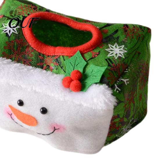 Decorative Tissue Case Christmas Box Cover, Santa Face Holiday Napkin Dispenser Sleeve, Non-Woven Fabric Holder for Home Office Party, Festive