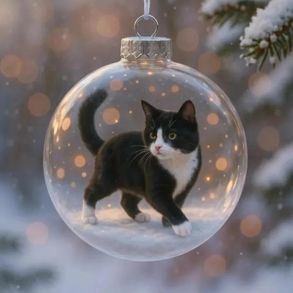 Новое пластиковое украшение для кошки Однотонные сменные колпачки Рождественский шар-подвеска DIY Креативный акриловый шар Новый год