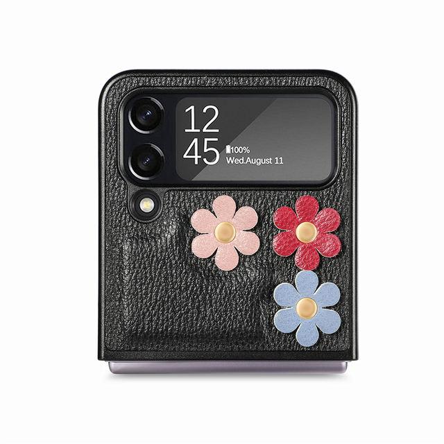 Тонкий кожаный складной чехол с цветочным принтом для Samsung Galaxy Z Flip4 5g Flip 4 без отпечатков пальцев, чехол для Samsung Flip 4