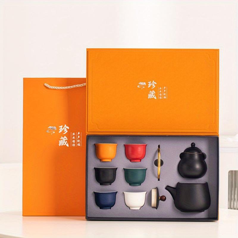 8 шт./компл. чайный сервиз в китайском стиле, банка для хранения чайника и 6 чашек, керамическая посуда для дома и офиса, бизнес-подарок, праздничный подарок, все необходимое для чаепития, домашний стол