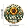 Vintage Nanna's Garden Round Aluminum Wreath Sign