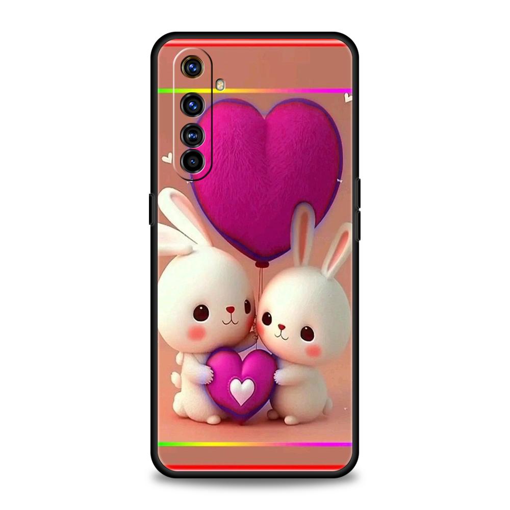 Милый Кролик в Фиолетовой Шляпе Чехол для Телефона для Realme 8 9 Pro Plus 8i 9i 6 7 GT2 C21 C25 C3 C11 11 Pro 5G Plus Ударопрочный Корпус