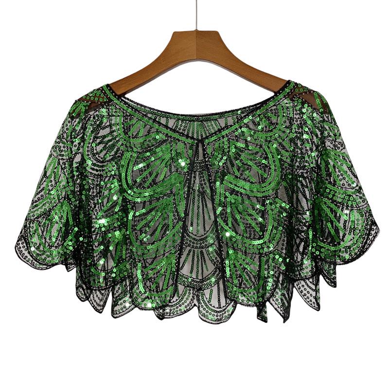 Универсальная кружевная шаль с бисером, сетчатая, с пайетками, короткий вечерний болеро-кардиган
