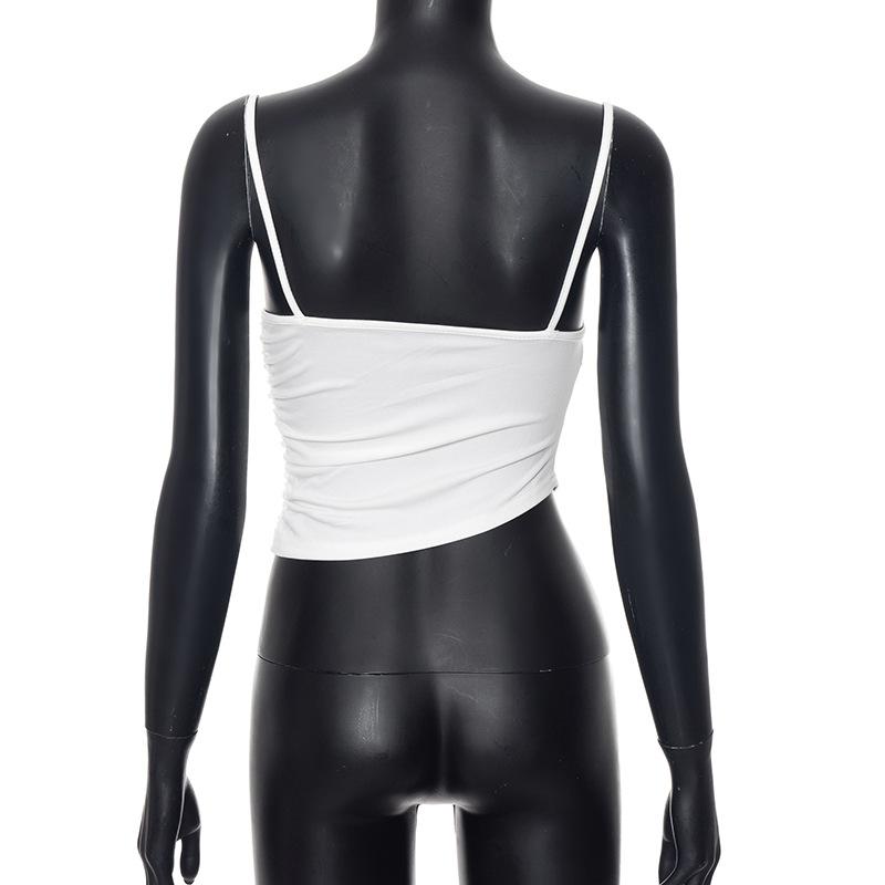 YYFS Женская мода повседневная летняя весна однотонная без рукавов с принтом на подтяжках блузки и рубашки