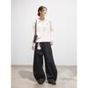 Twisted Flower Embroidered V-neck Cable Knit Sweater - Women's All Cotton Casual Autumn Top