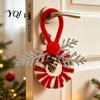 Winter Holiday Photo Props Handmade Pipe Cleaner Christmas Ornament, Finished Chenille Stems Wreath Crafts Creative Party Supplies with Pinecones And