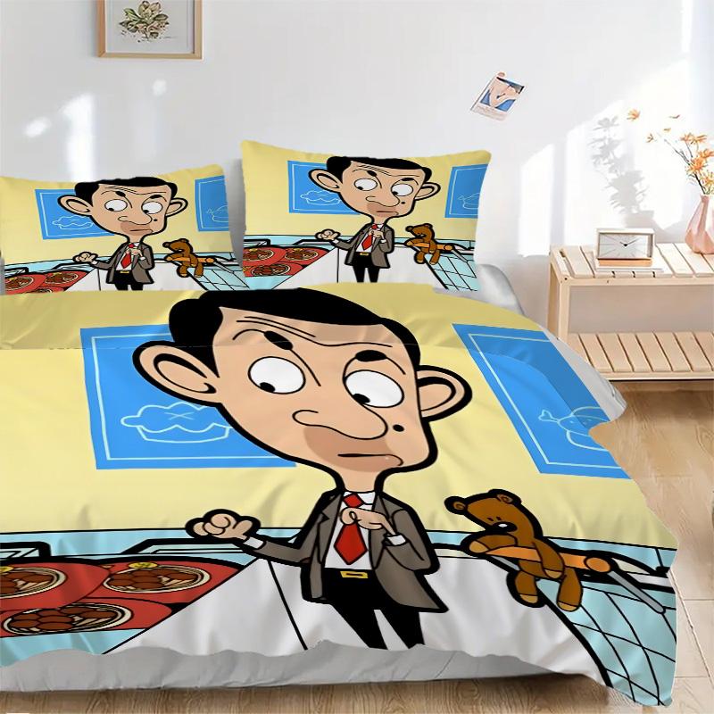 Mr Bean'S Trip Print 3Pcs Bedding Setduvet Cover With 2 Bedropillowcase Home Birthday Gift