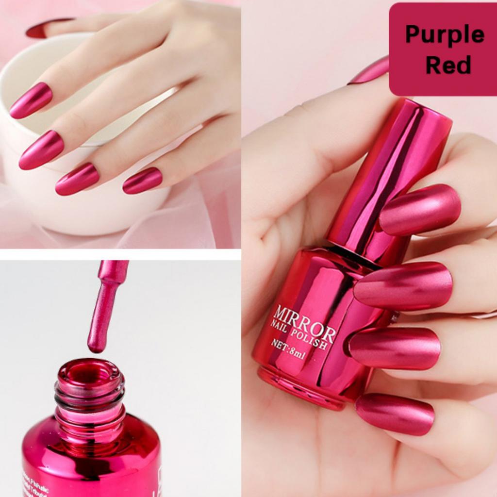 Зеркальный лак для ногтей с эффектом металлик, стойкий глянцевый лак для ногтей без запекания