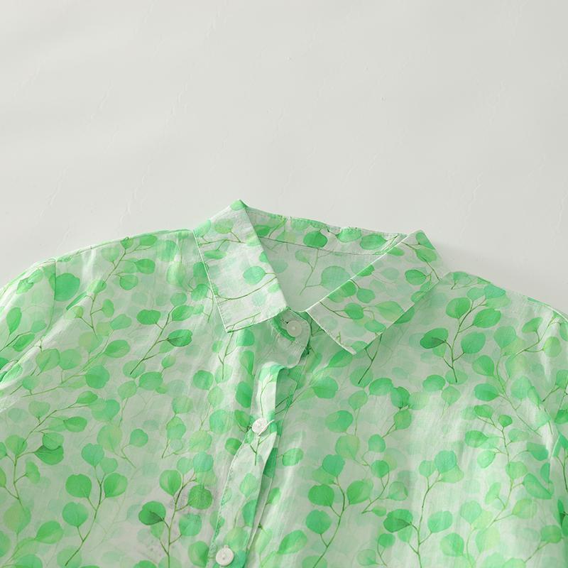 DIMANAF 2025 Новые женские топы, рубашки, футболки больших размеров, зеленые, повседневные, свободные блузки, осенний принт, хлопок, длинный рукав