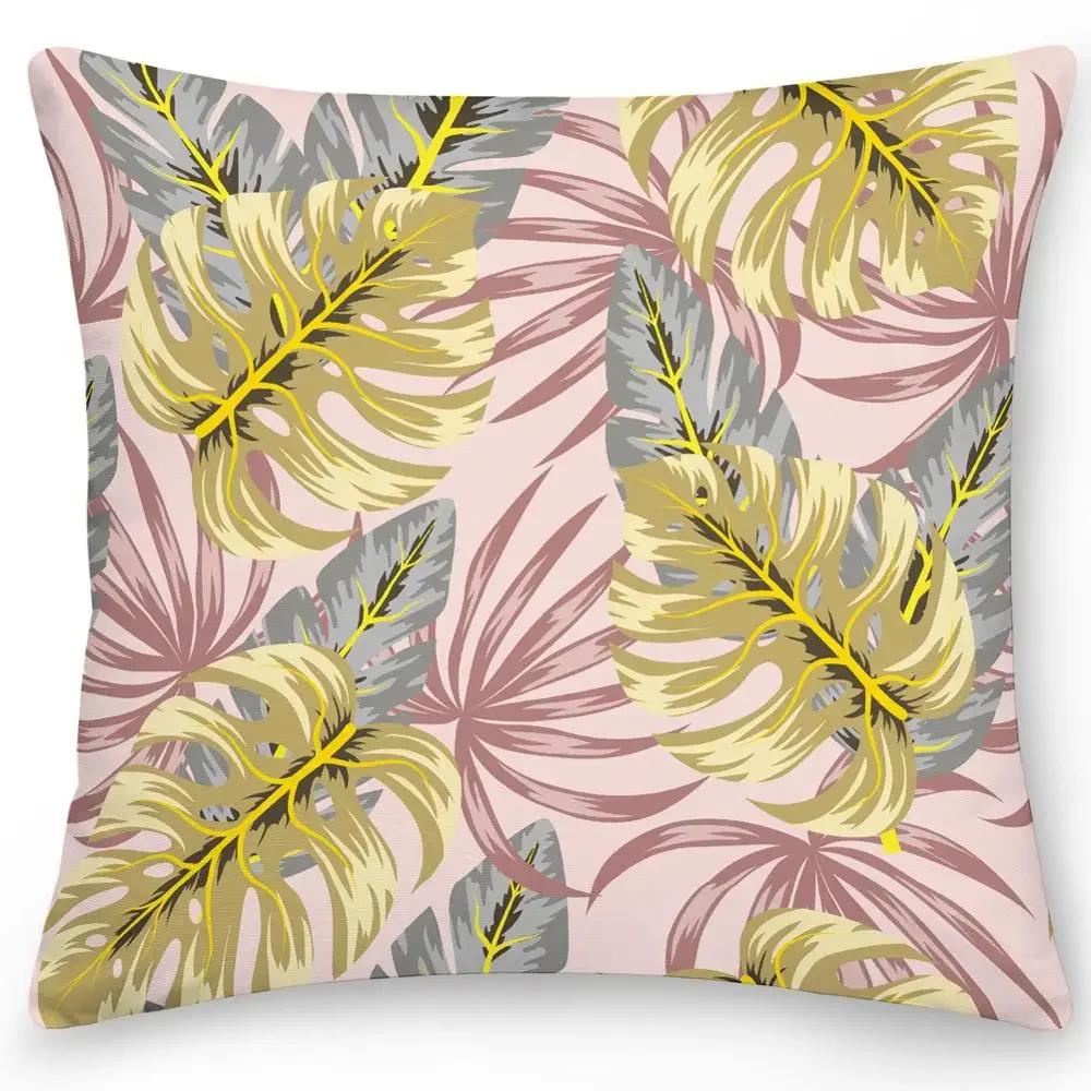Home Decor Exotic Leaf Feather Patterned Pillow Covers Pattern Cushion Cover Suitable for Sofa Bedroom Car Pillow Cover