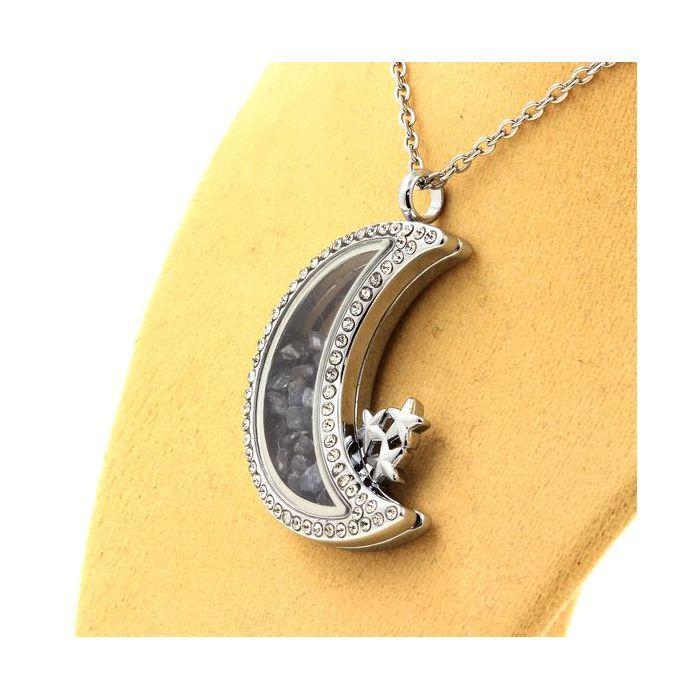 Pierres et Minéraux. Collier Saphir brut. Modèle Lune.