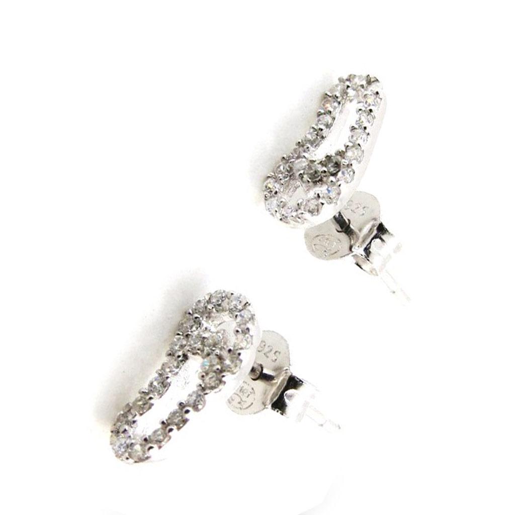 Les Trésors De Lily [I9838] - Серебряные серьги «Щипцы» (родиевое покрытие) - 11x6 мм