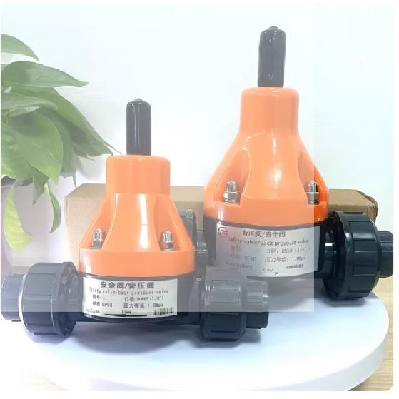 DN15/20/25/32/UPVC Back Pressure Valve Plastic Pressure Relief Valve, Safety Valve for Metering Pump, Diaphragm Corrosion