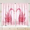 2 шт. штор с розовым принтом лебедей на День святого Валентина, подходят для украшения спальни, гостиной, кухни, домашнего декора, декора окна