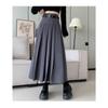 Осенне-зимняя женская юбка, плиссированная юбка средней длины с высокой талией, тонкая, с большим клешем, черная юбка А-силуэта