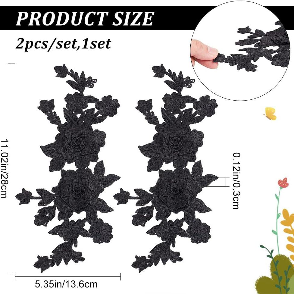 1 шт. черно-белые 3D розы цветы вышитые нашивки пришитые аппликации вышитые своими руками одежда