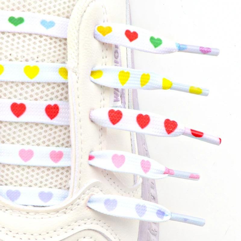 Плоские шнурки с сердечками для кроссовок, повседневные высокие холщовые шнурки для обуви для AF1/AJ1, женские мужские шнурки, аксессуары для обуви