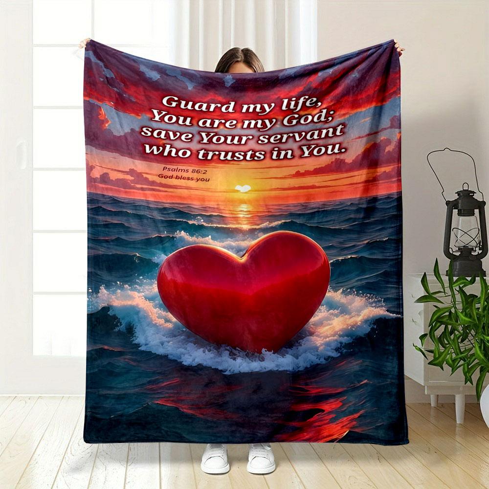 Psalms Verse Printed Blanket Printed Blanket for Living Room Bed Couch Lunch Break Soft Cozy Blanket for Friend's Festival Gift