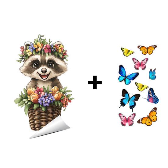 Spring Fox Window Clings Cartoon Fox Flowers Butterflies Glass Sticker Removable Cute Animal Window Decals for Home Office Shop