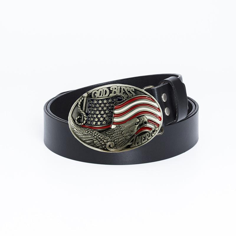 Ремень с пряжкой в виде орла с бронзовой точечной краской, модный ремень с американским флагом