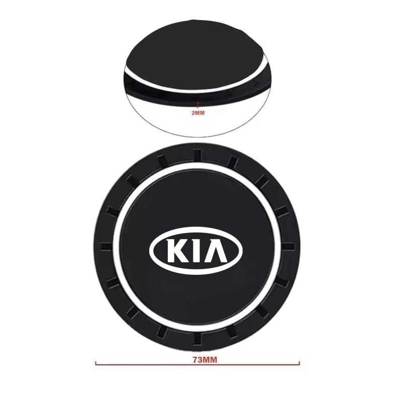 NCUD9 2PCS Car Coasters Water Cup Slots Non-Slip Mat Waterproof Cup Pad For Kia Morning Picanto Rio Stonic Sportage Ceed Optima Forte