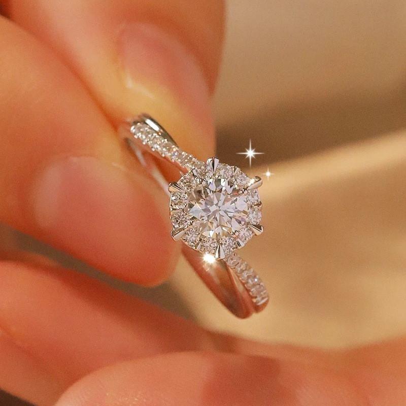 МедьСвадебный Тренд Женские Кольца Блестящий Фианит Характер Элегантные Кольца для Леди Помолвочное Кольцо Ювелирные Изделия