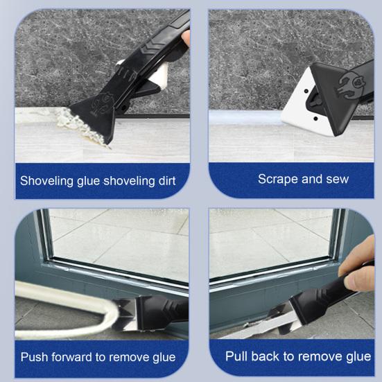 Glue Scraper Metal Spatula Head High Hardness Wear-Resistant Detachable Rubber Head Flexible Replacement 3-in-1 Shovel Scraper Angle Tool