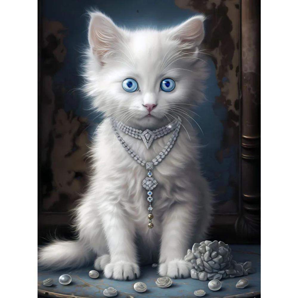 Алмазная картина, полная дрель, красивая кошка, животное, круглая алмазная живопись, ручная работа, лунный цветок, сделай сам, алмазная мозаика, картина, украшение дома